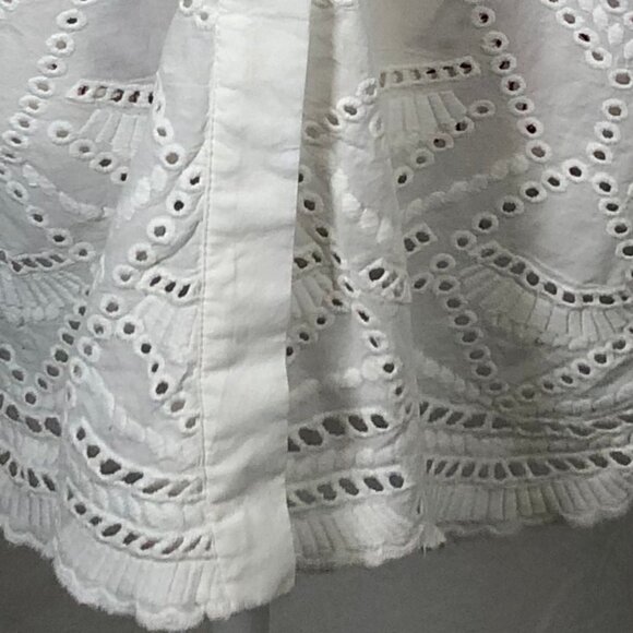 Chico’s White Cotton Eyelet Tunic Top – Coastal Grandma Chic, Boho Resort Style - Picture 9 of 12